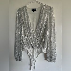 Silver Sequin Bodysuit